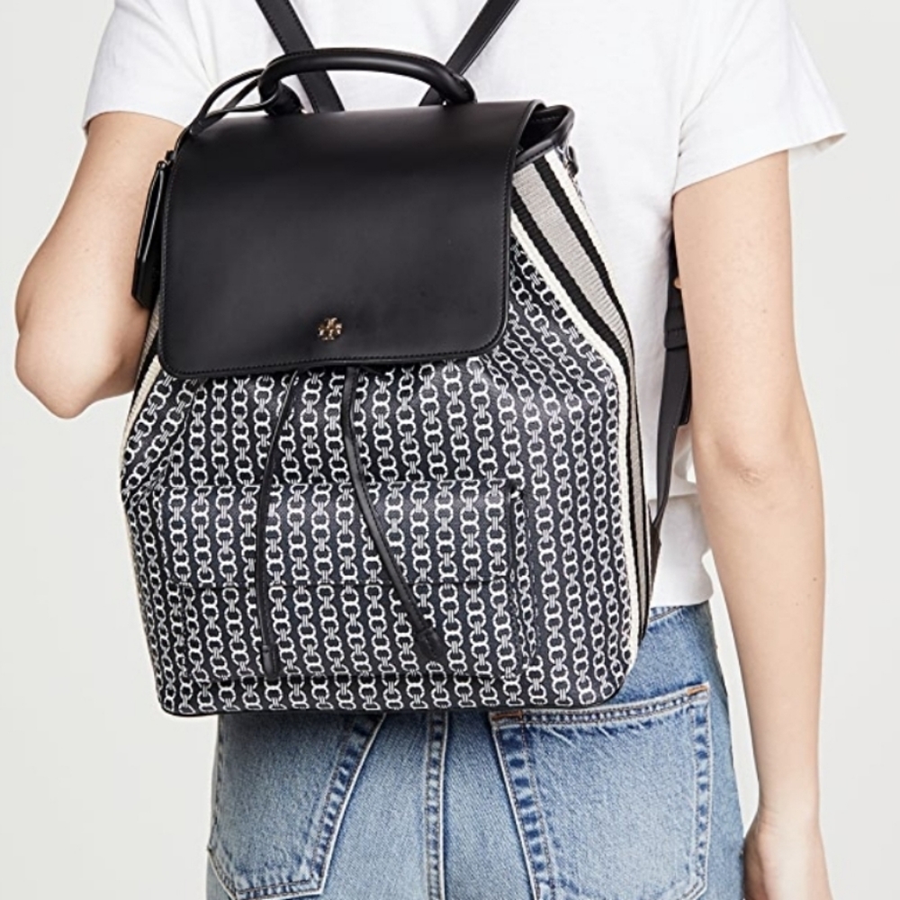 Tory Burch Gemini Link Canvas Leather Backpack
